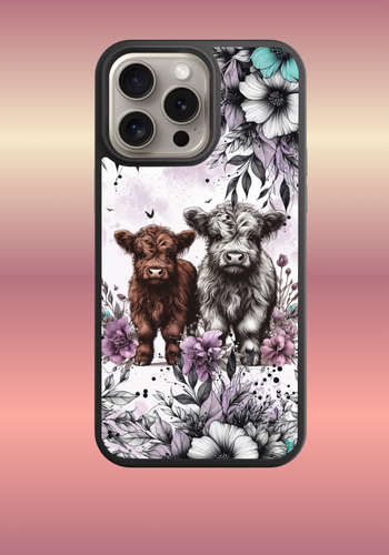 Custom phone case - Cows and floral