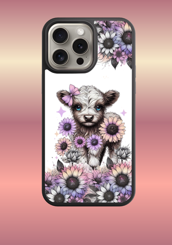 Custom phone case - Baby cow and sunflowers
