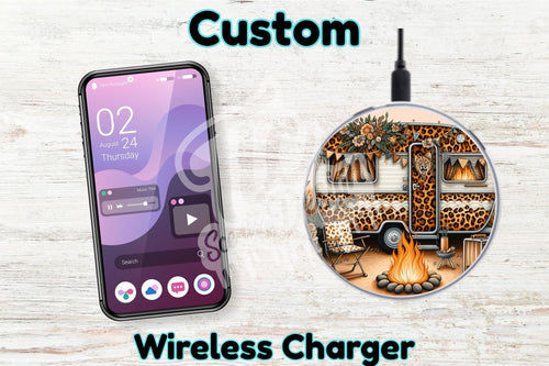 Personalised Custom Wireless Charger - Leopard camper