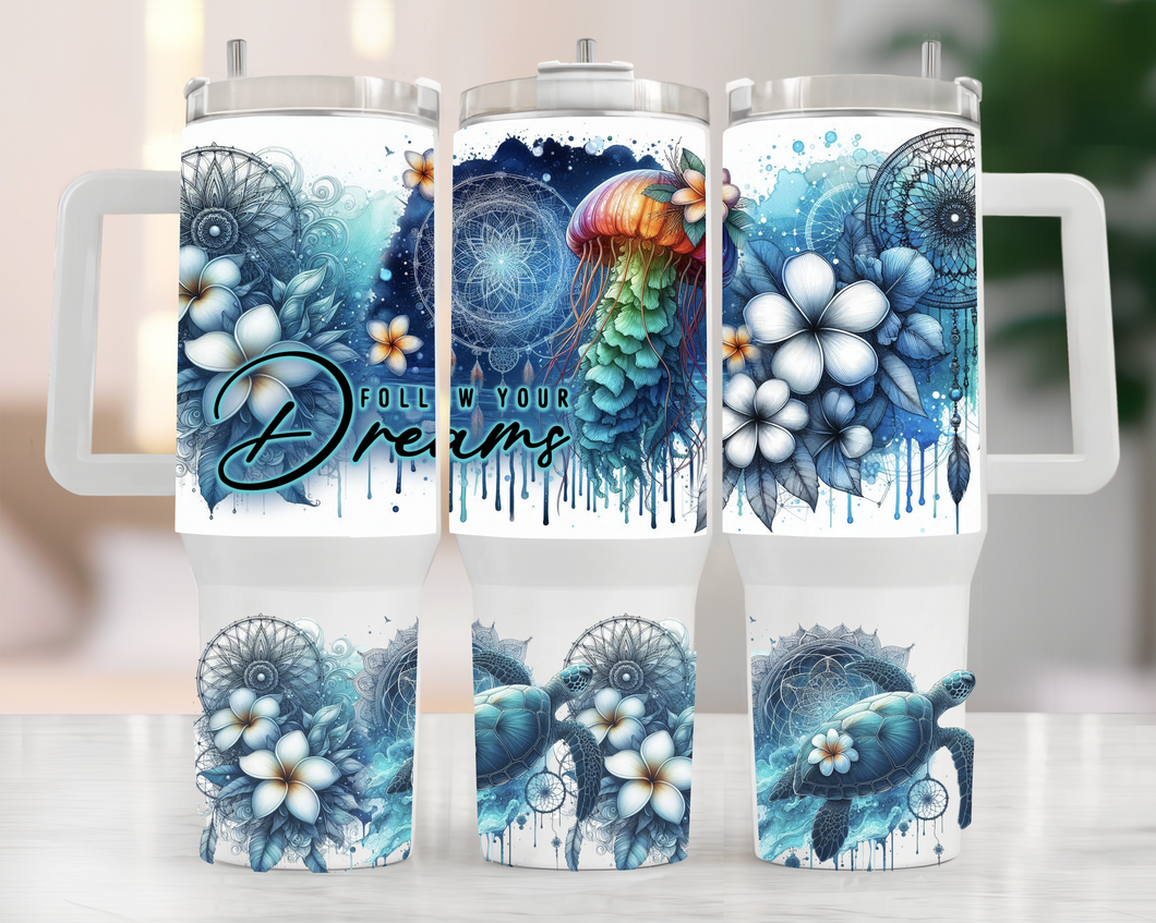 40oz Tumbler  Under the sea Jellyfish