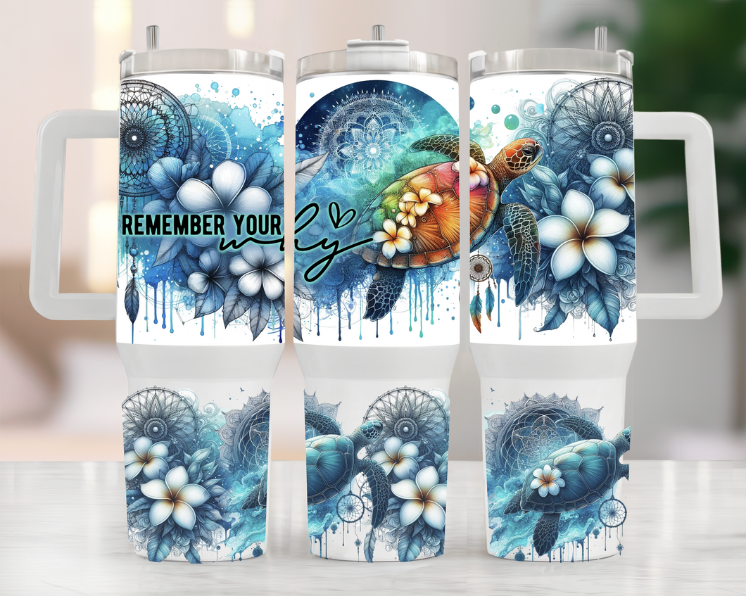 40oz Tumbler - Under the Sea turtle