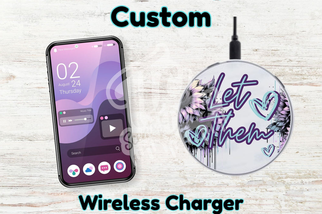 Personalised Custom Wireless Charger - Let them Purple