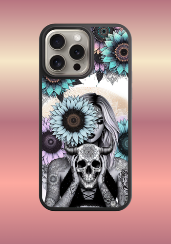 Custom phone case - tattoo girl and skull