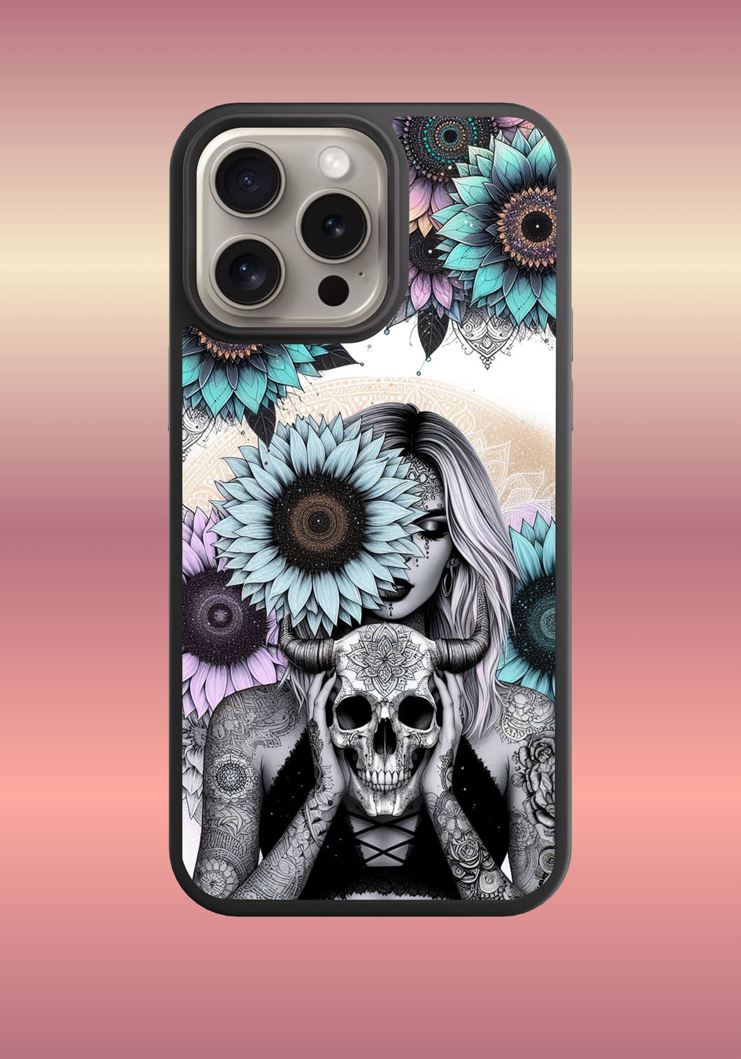 Custom phone case - tattoo girl and skull