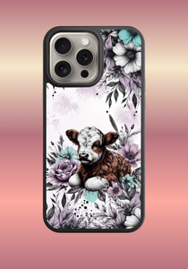 Custom phone case - Baby cow and flowers