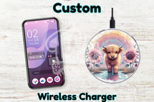 Load image into Gallery viewer, Personalised Custom Wireless Charger - Rainbow highland cow