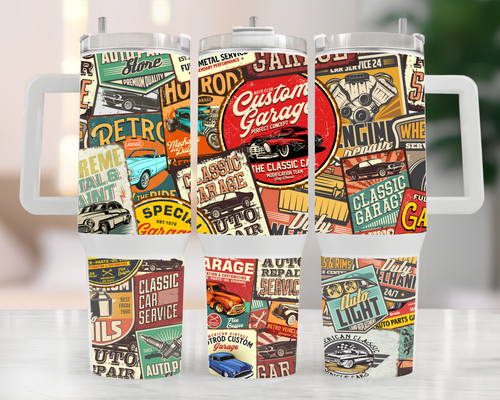 40oz Tumbler - Vintage custom garage
