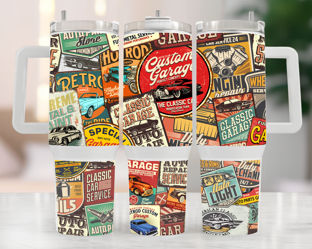 40oz Tumbler - Vintage custom garage