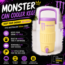 Load image into Gallery viewer, 💜💛 Monster-Inspired 500mL Can Cooler Keg 💛💜
