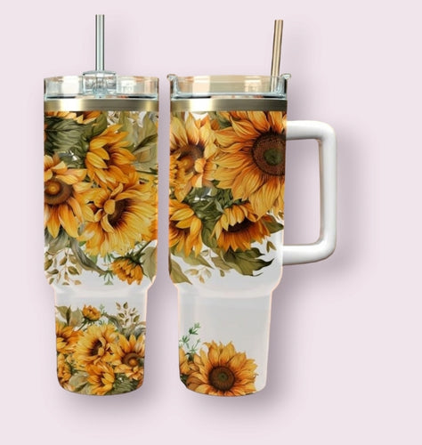 40oz Tumbler - Sunflowers Rustic