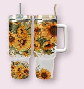 40oz Tumbler - Sunflowers Rustic