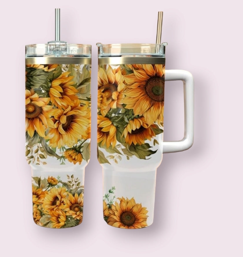 40oz Tumbler - Sunflowers Rustic